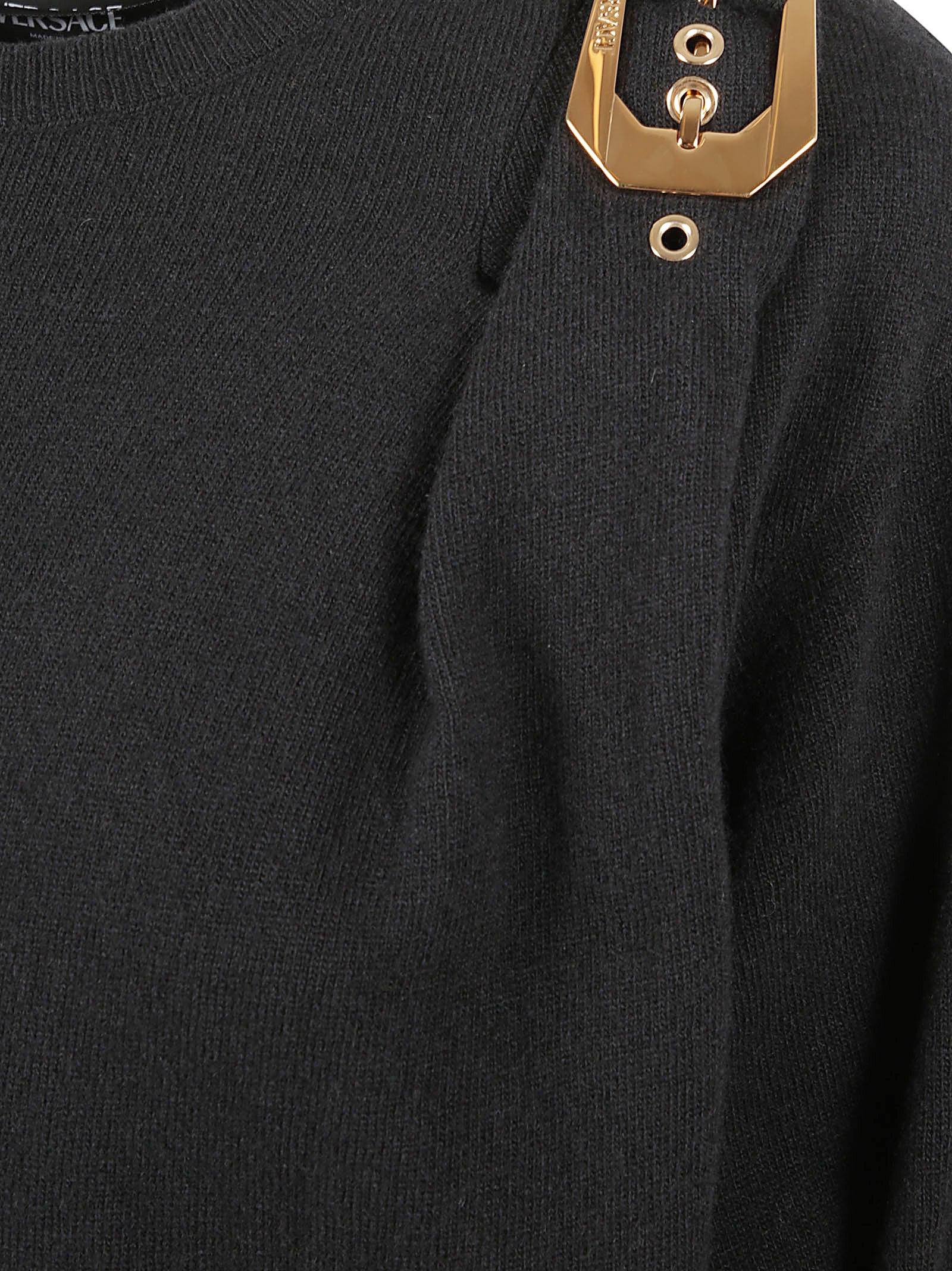 Padded Shoulder Crew Neck Sweater