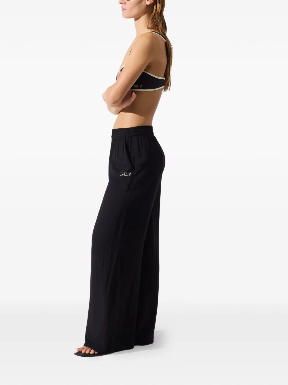 Wide-Leg Pants with Subtle Signature Detail