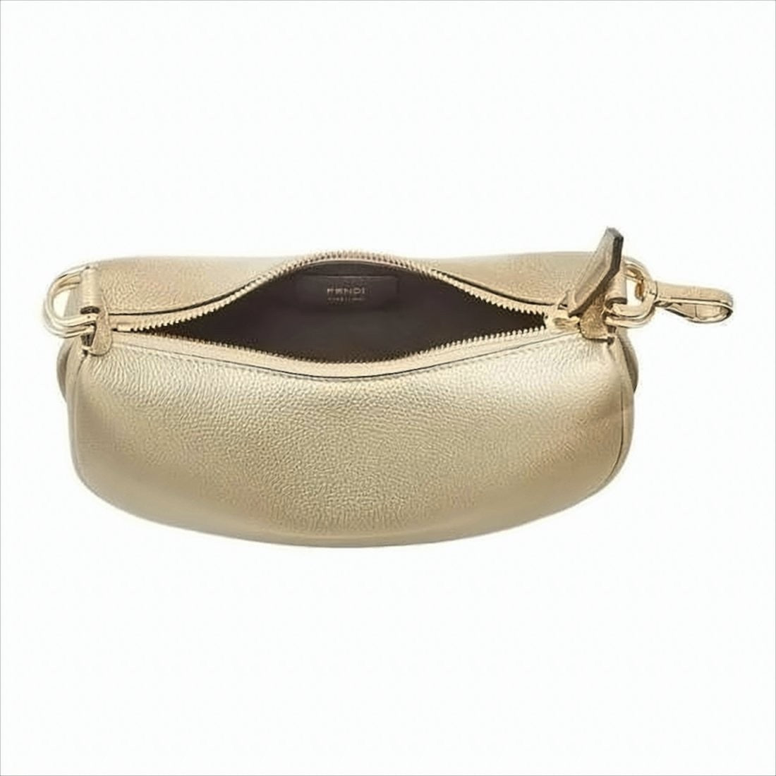 Crescent Shaped Textured Calf Leather Tote Bag with Gold-tone Hardware
