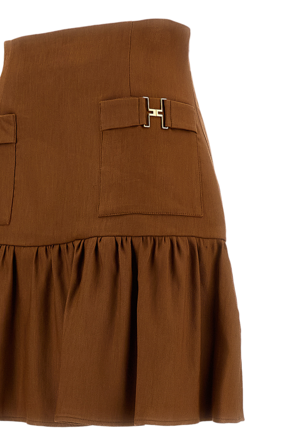 High-Waisted Mini Skirt with Gold Jewel Accents