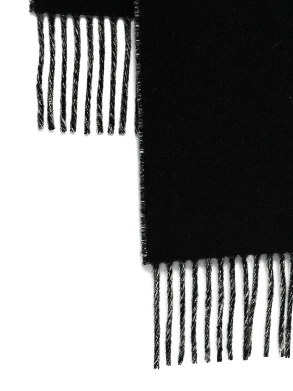 Fringe-Detail Black Scarf with Brushed Finish