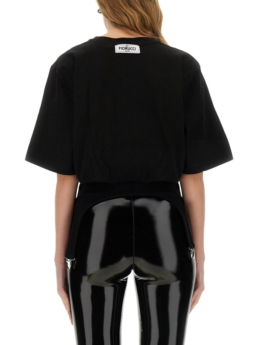 Black T-Shirt With Unique Suspender Design