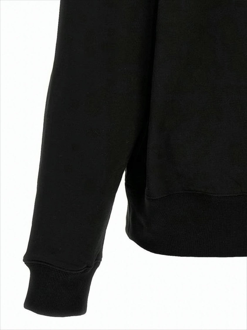 Classic Black Cotton Hoodie With Subtle Logo