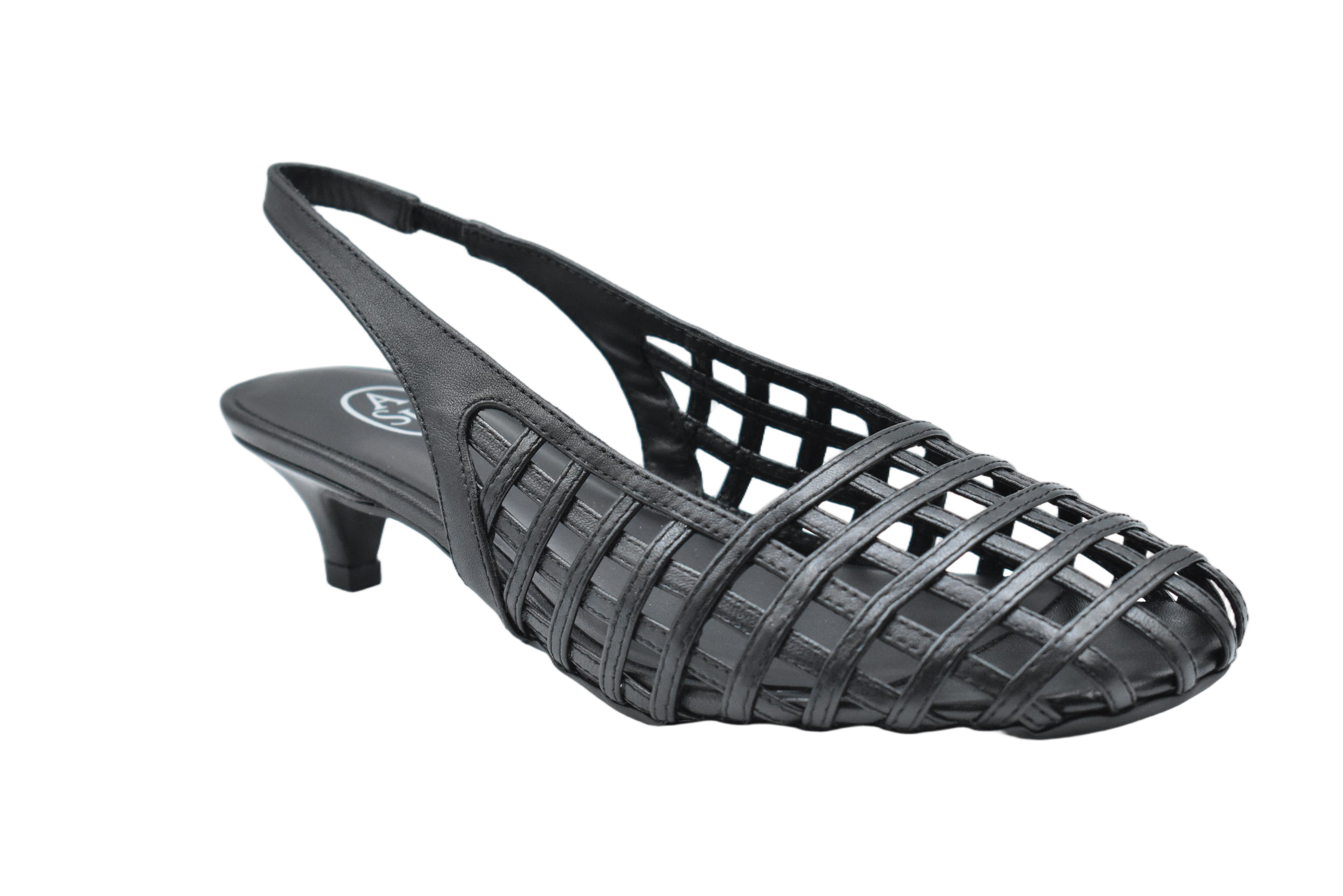 Low-Heeled Slingback Shoes With Woven Lattice Design