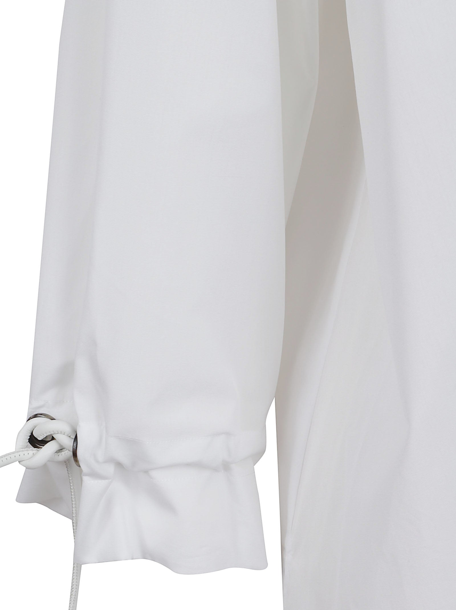 White Cotton Shirt with Classic Collar and Gathered Cuffs