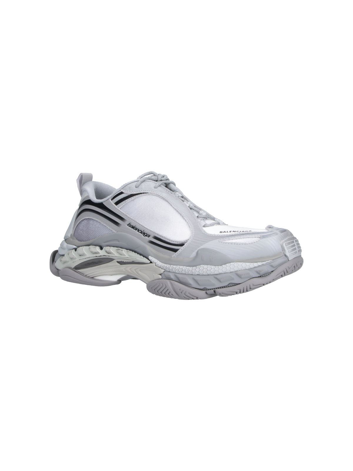 Futuristic Light Grey Sneakers With Layered Sole