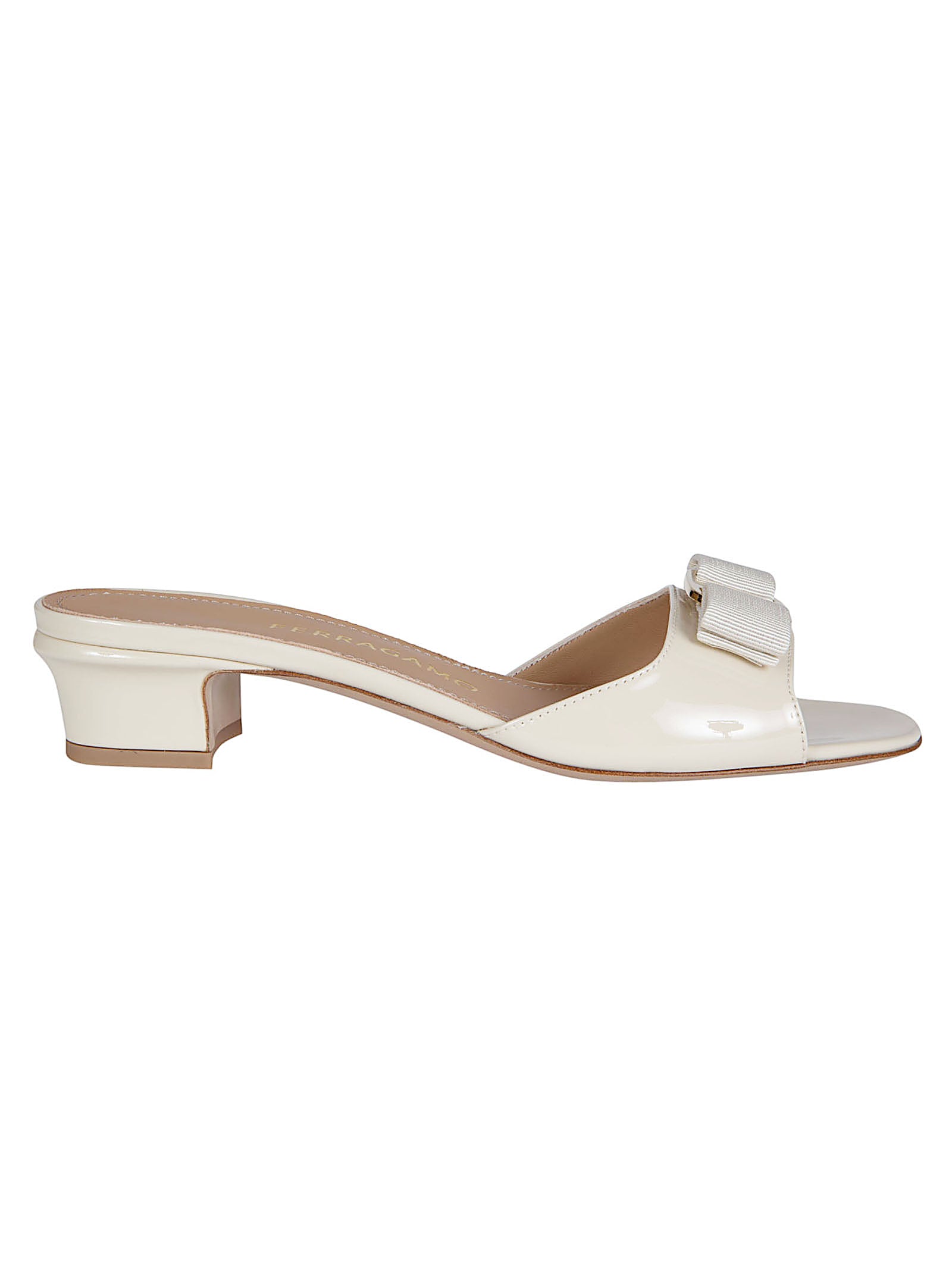 Open Toe Sandals with Glossy Upper and Decorative Bow
