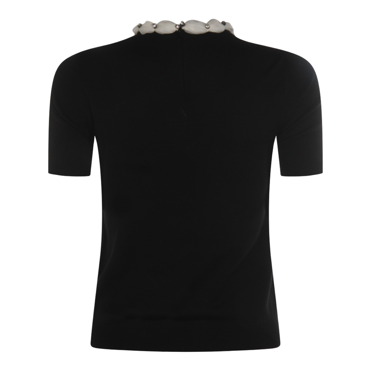 Short-Sleeve Black Sweater with High Neckline