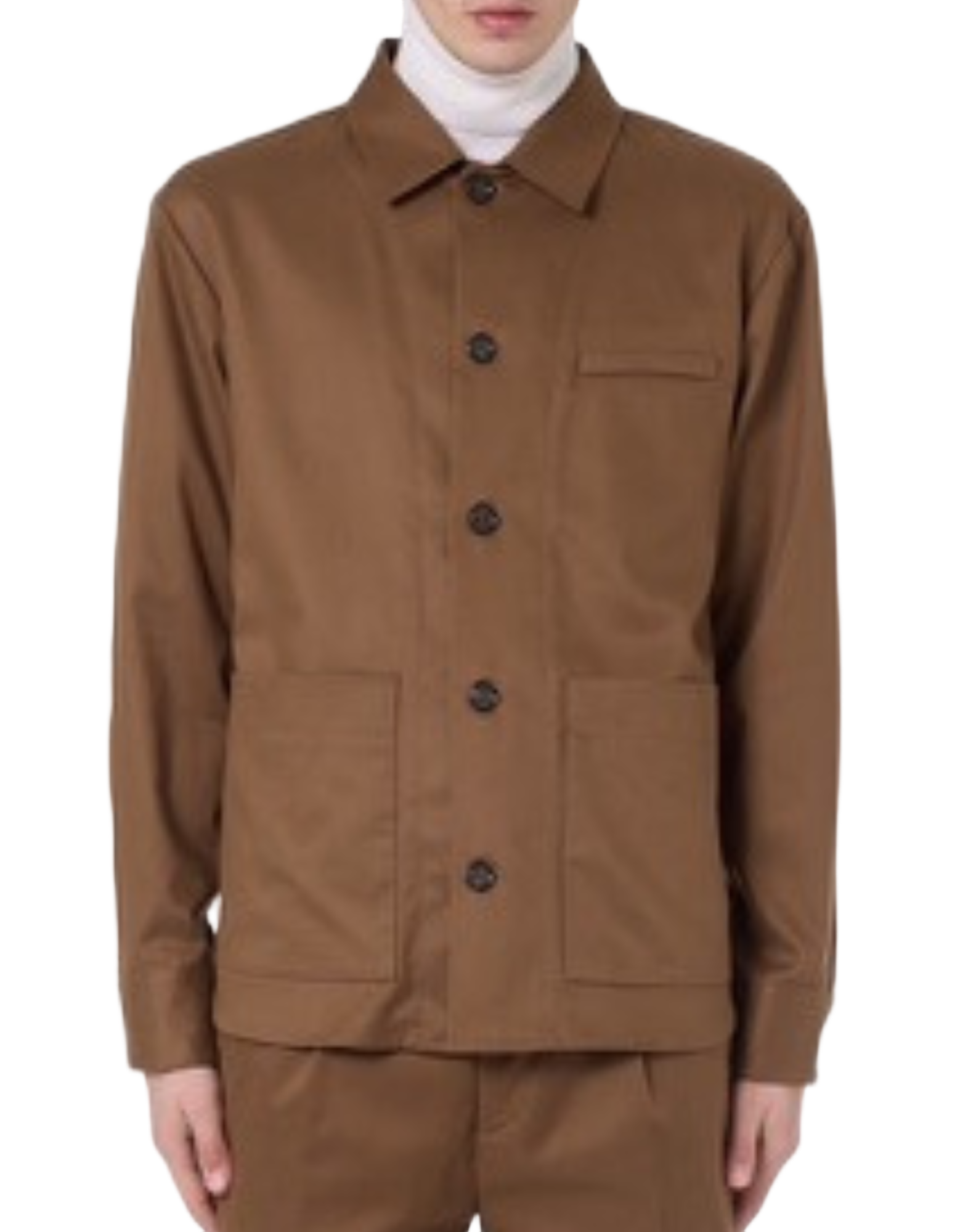 Three-Pocket Casual Brown Shirt Jacket