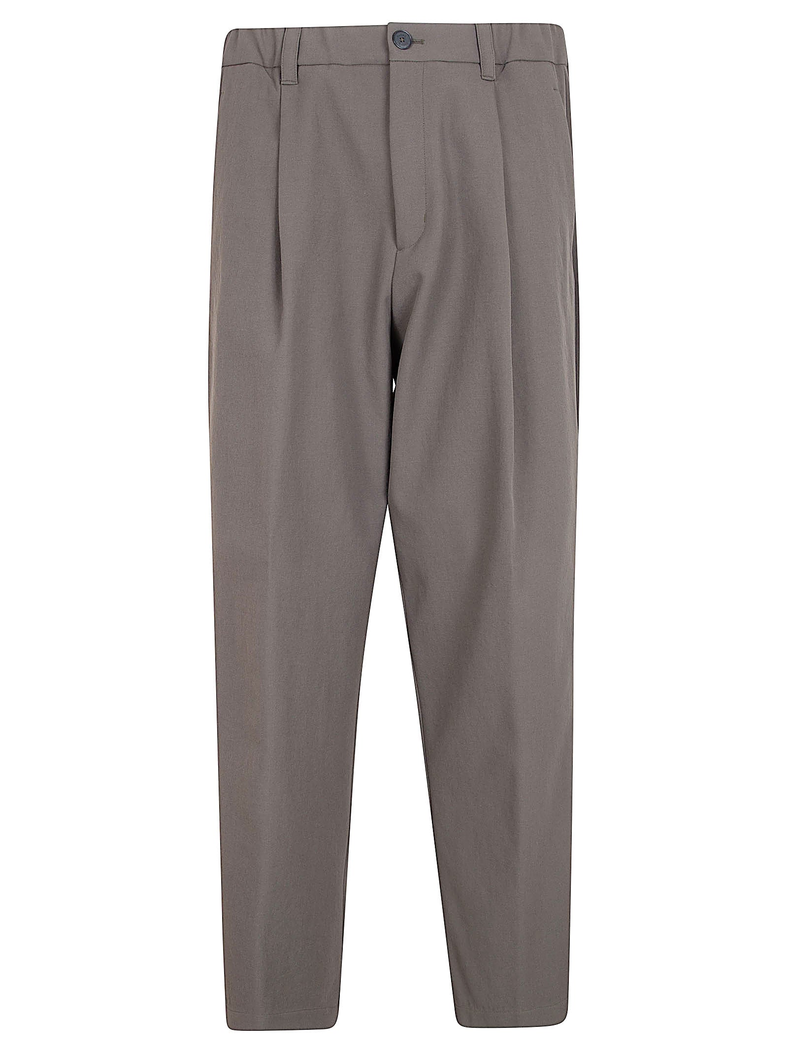 Tailored Green Trousers with Pleated Front and Subtle Sheen