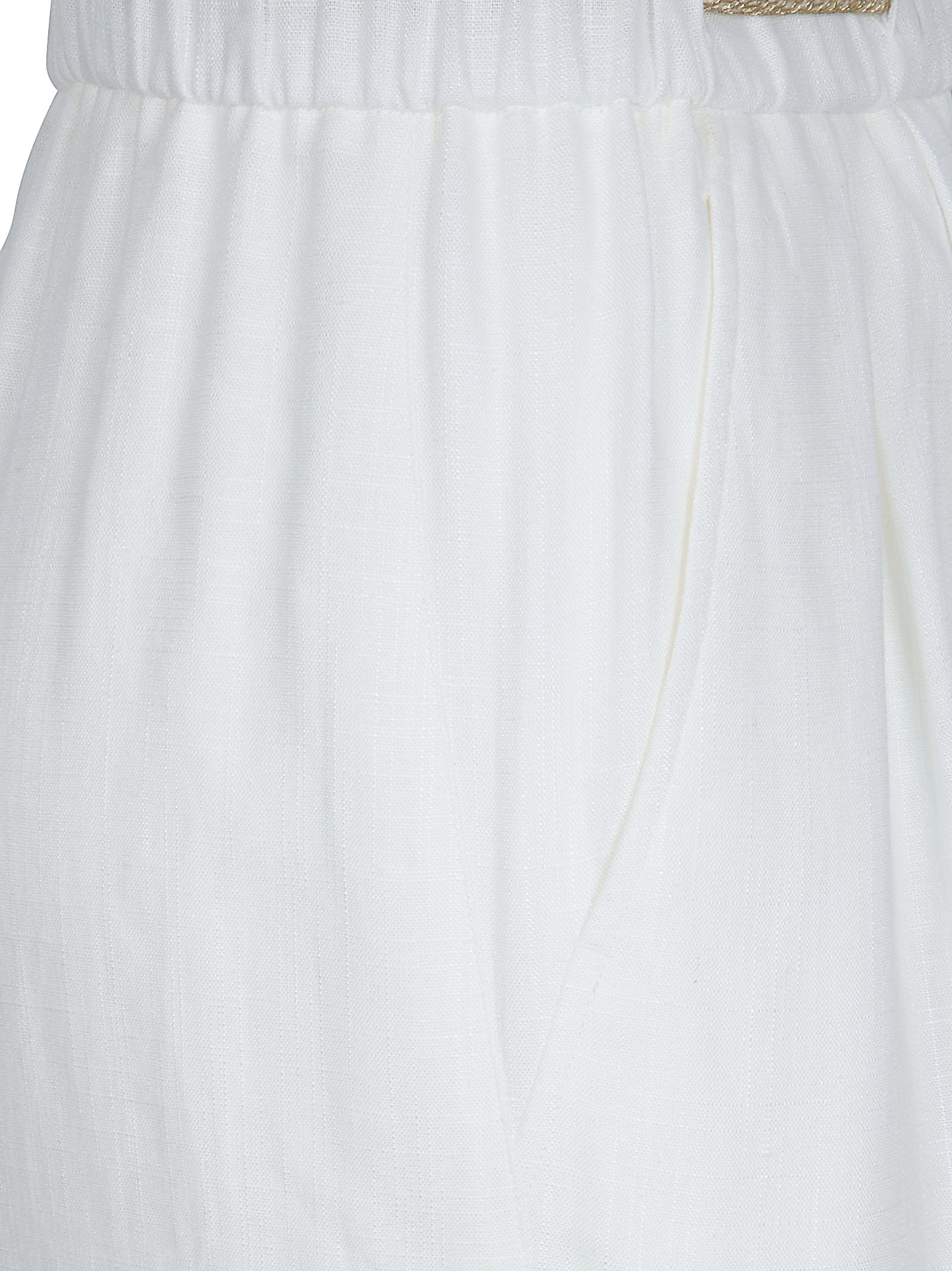 Relaxed Fit White Trousers with Elastic Waistband and Metallic Accents