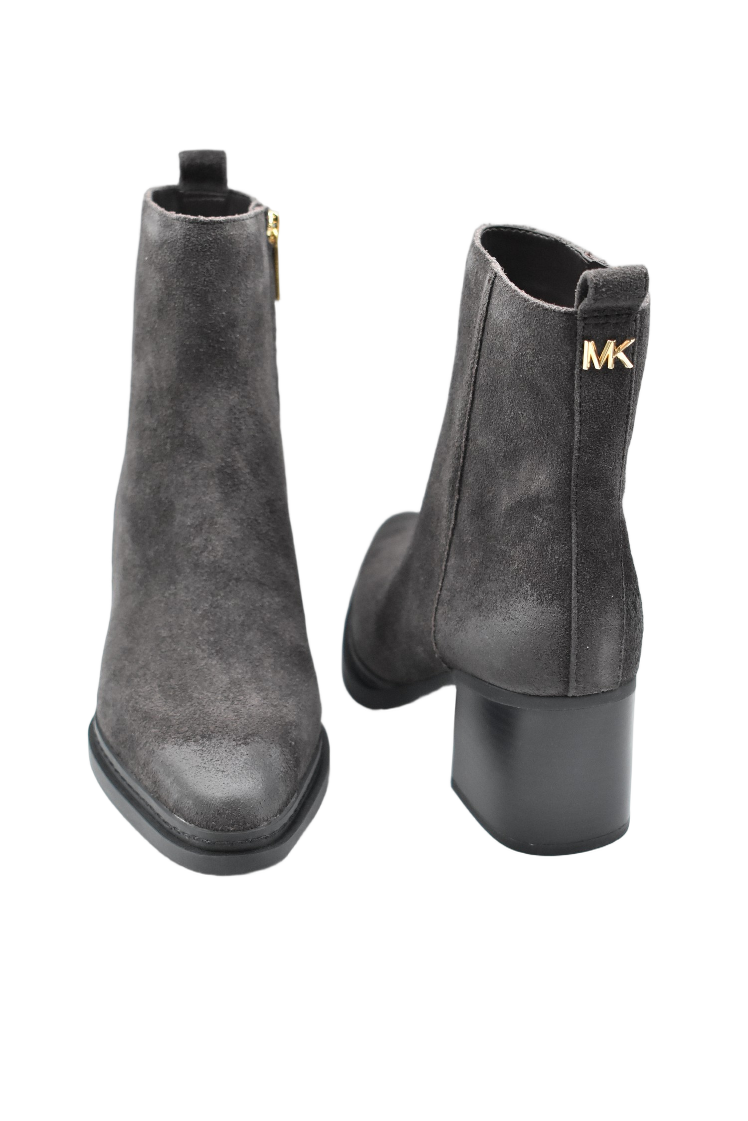 Brown Suede Ankle Boots With Block Heel