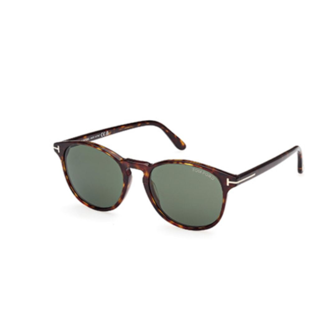 Ft1097 Round Tortoiseshell Acetate Sunglasses with Green Lenses