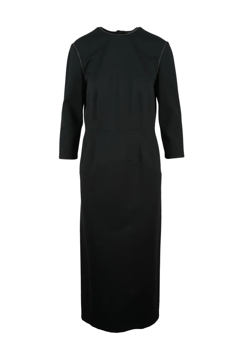 Long Dress Zip Viscose Stretch - Black