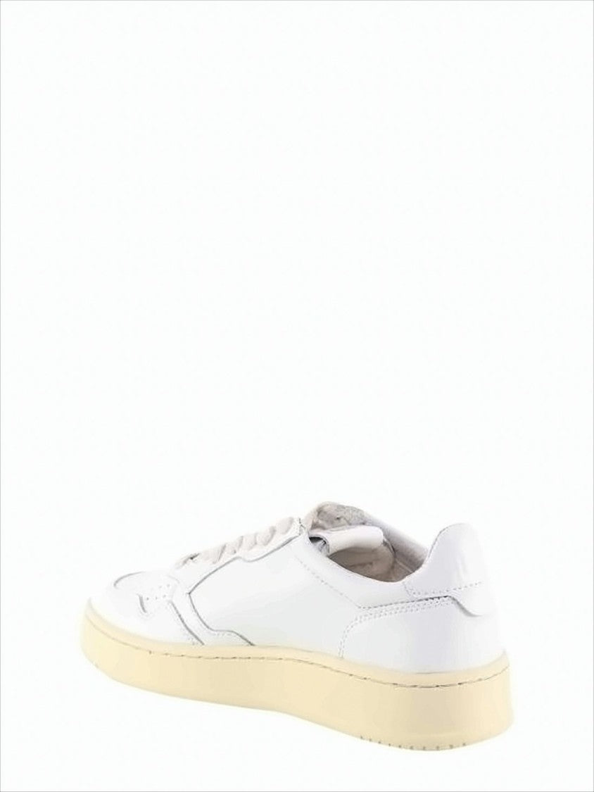 Smooth Leather Low-Top Sneakers with Perforated Detailing