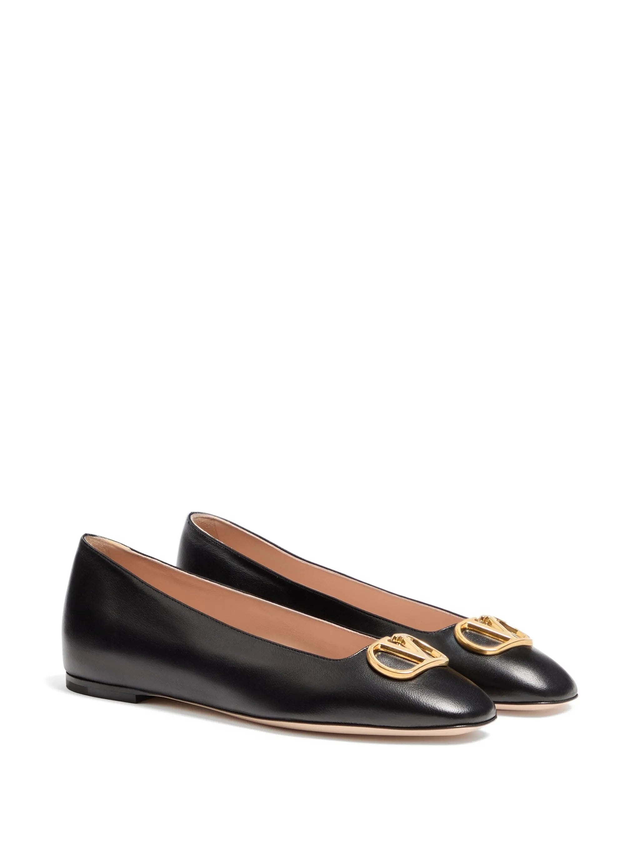 Black Vlogo Signature Pointed Toe Ballerinas
