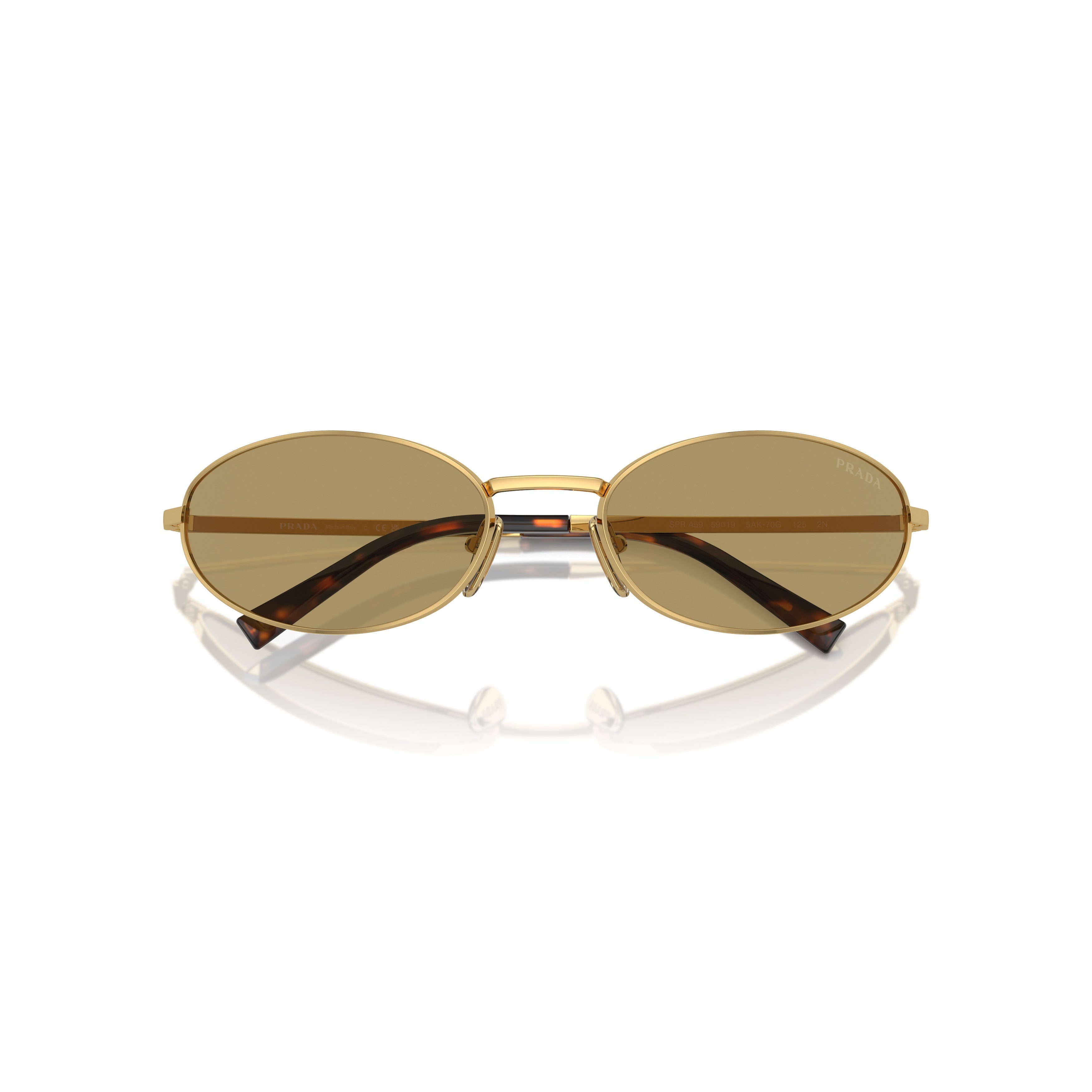 0pr A59s Oval Gold-Toned Metal Frame Sunglasses