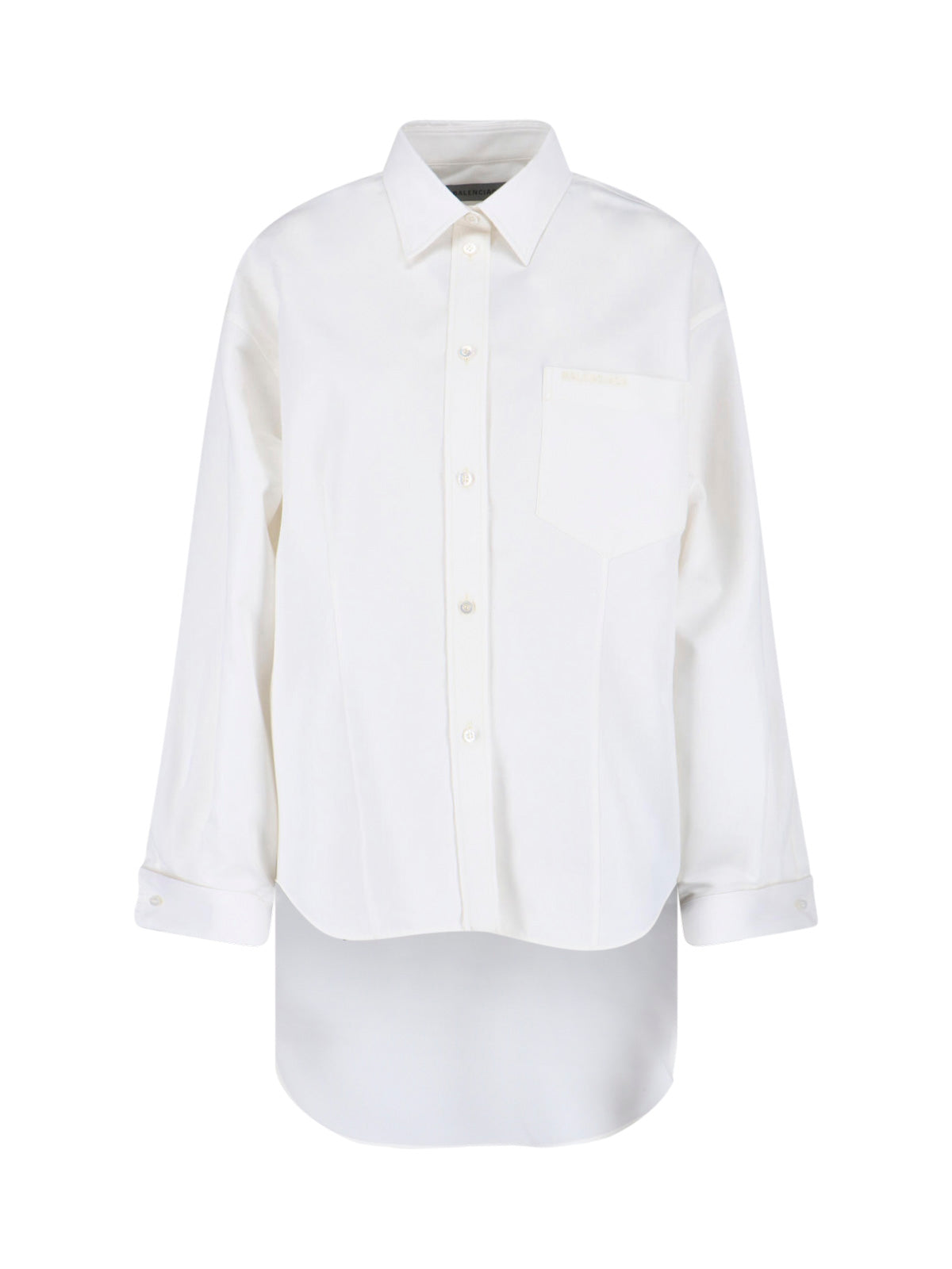 White Asymmetrical Cotton Silk Blend Shirt