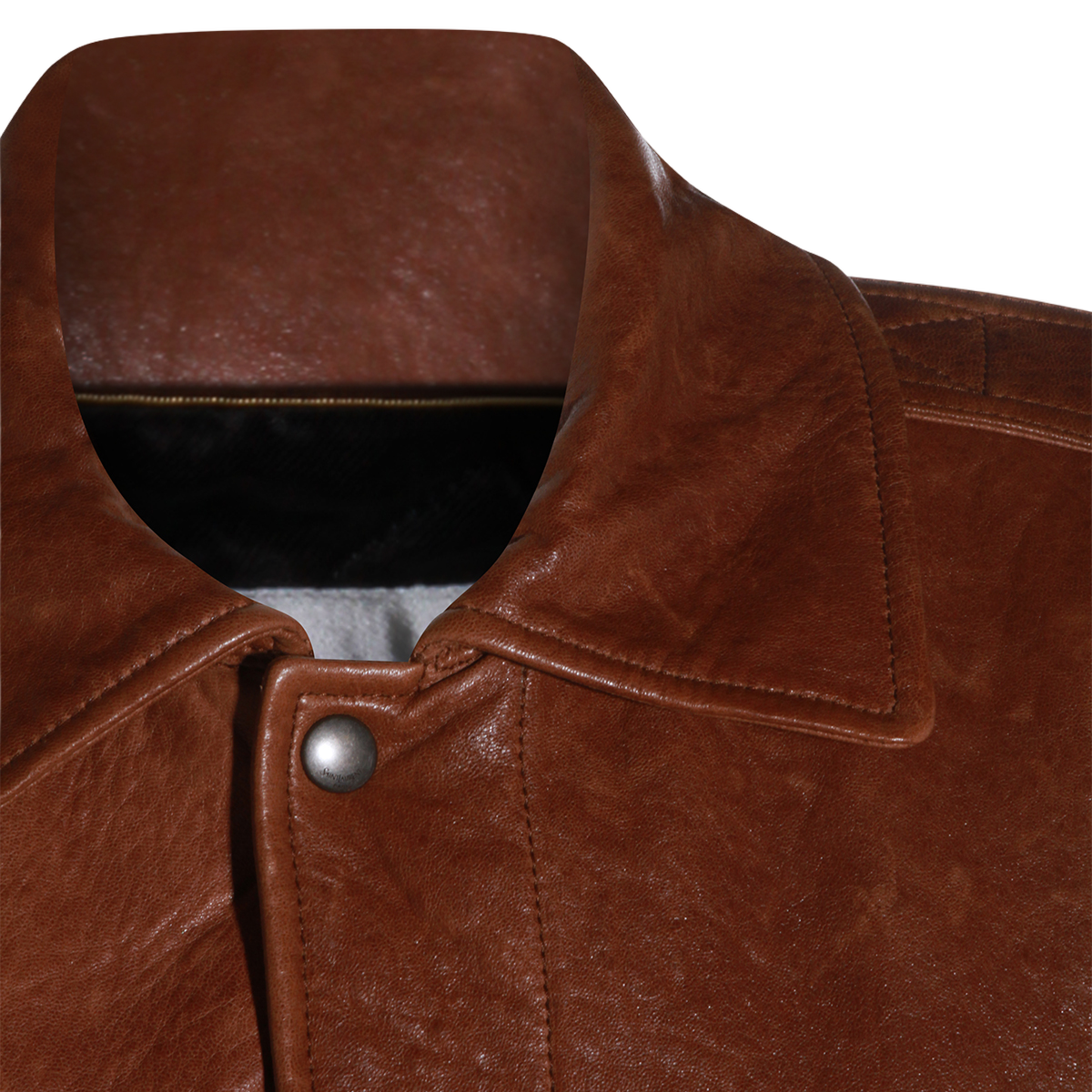 Rich Brown Leather Jacket With Textured Finish