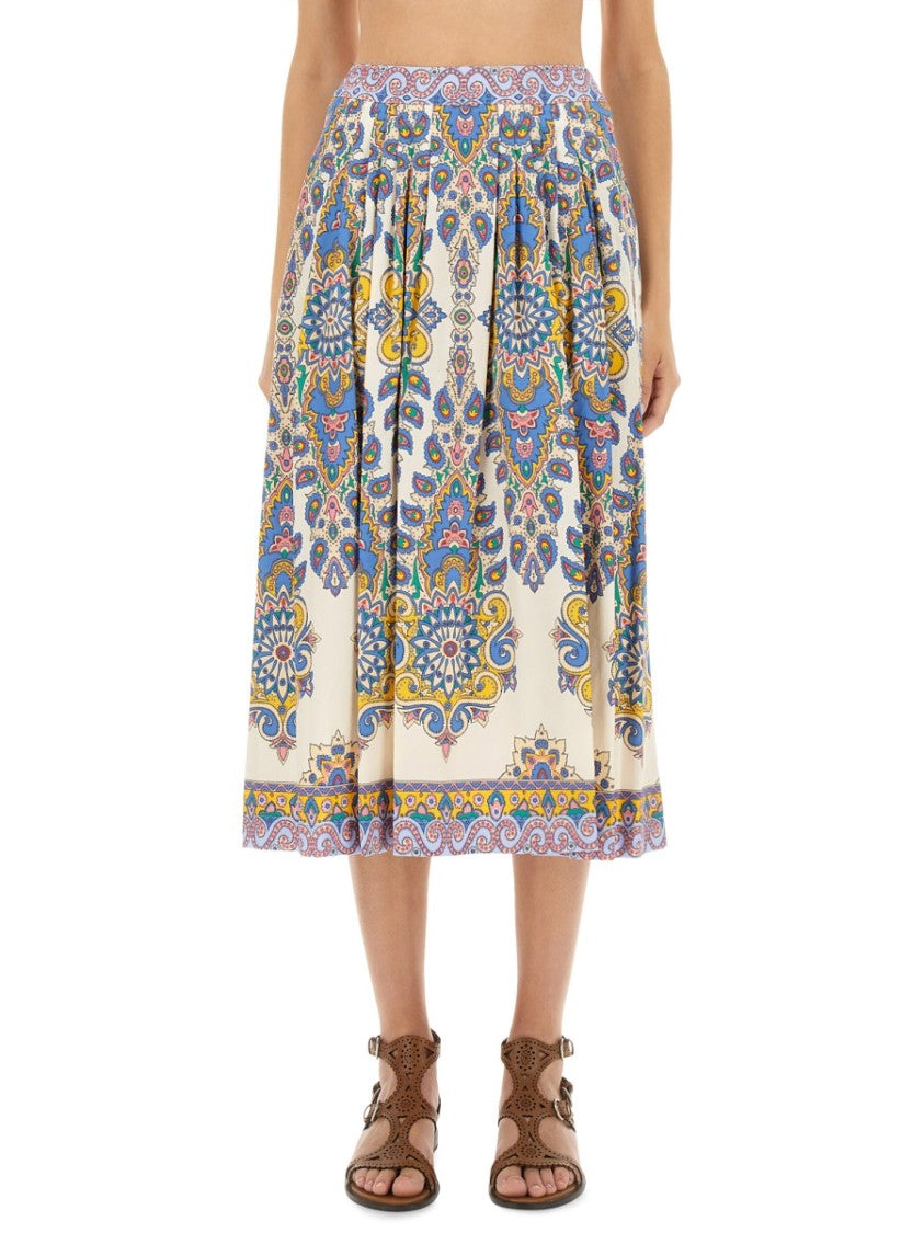 Paisley Print Midi Skirt