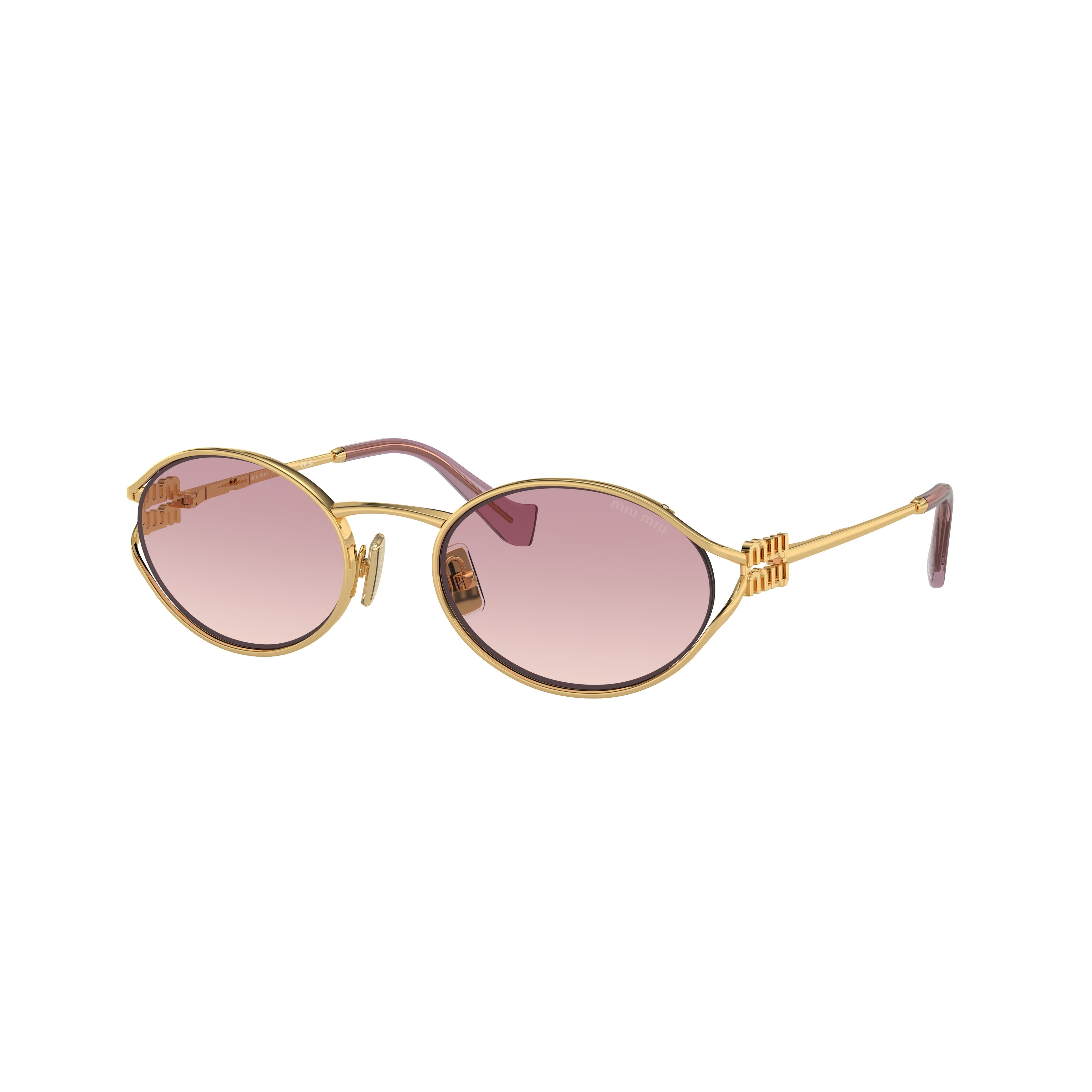 0mu 52ys Oval Gold Metal Frame Sunglasses