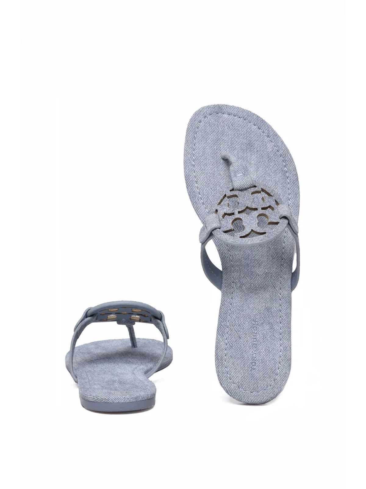 Light Blue Leather Denim Flip-Flop Sandal