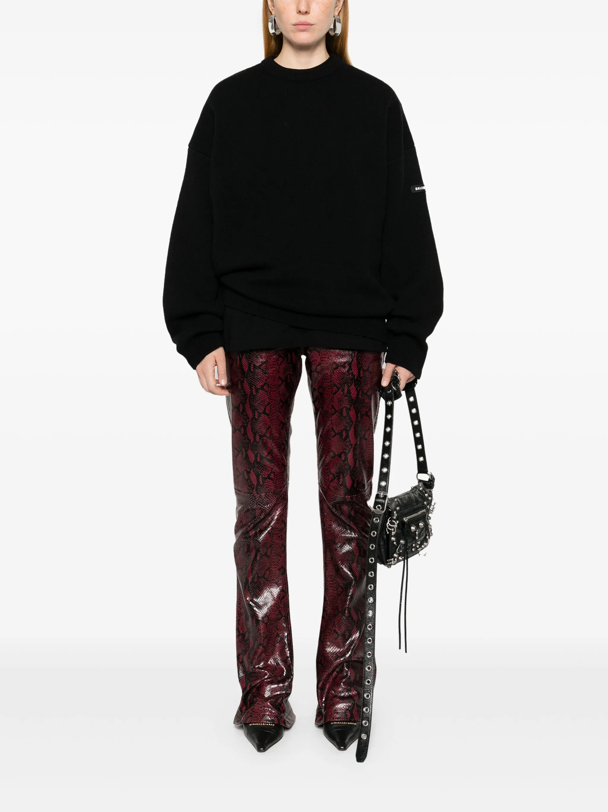Black Relaxed Fit Crew Neck Sweater