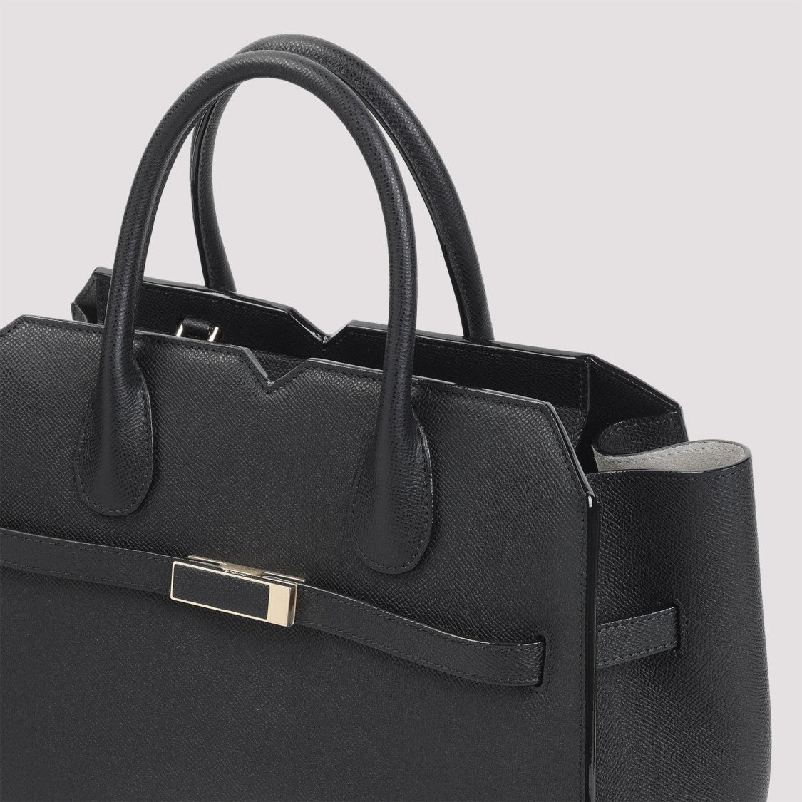 Structured Calf Leather Shoulder Bag