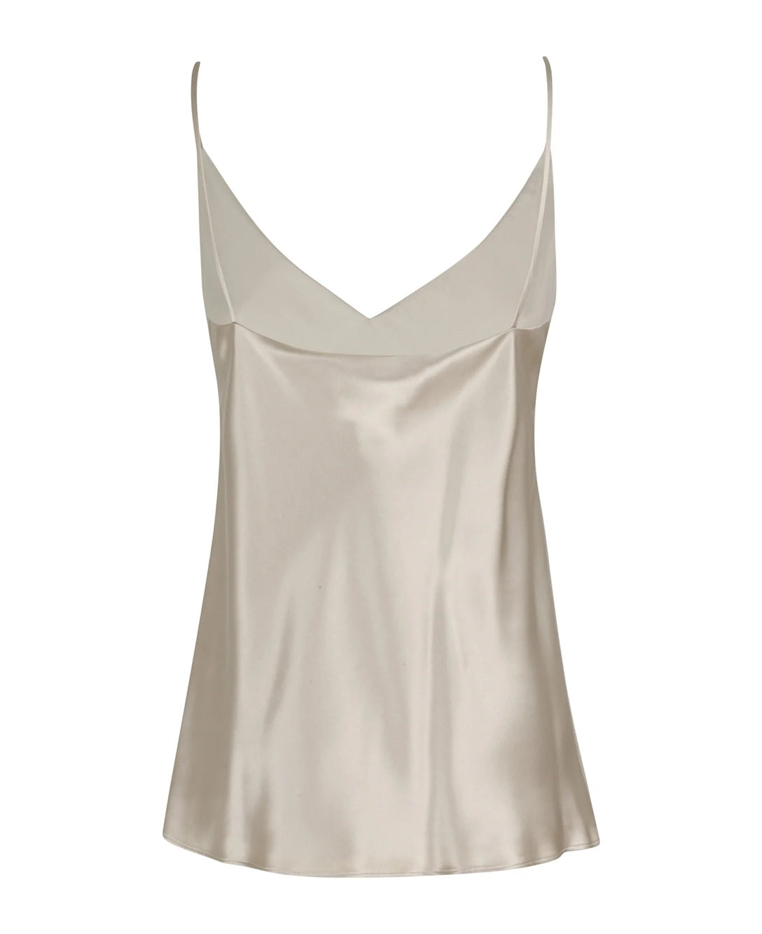 White Silk Top with Delicate V-Neckline
