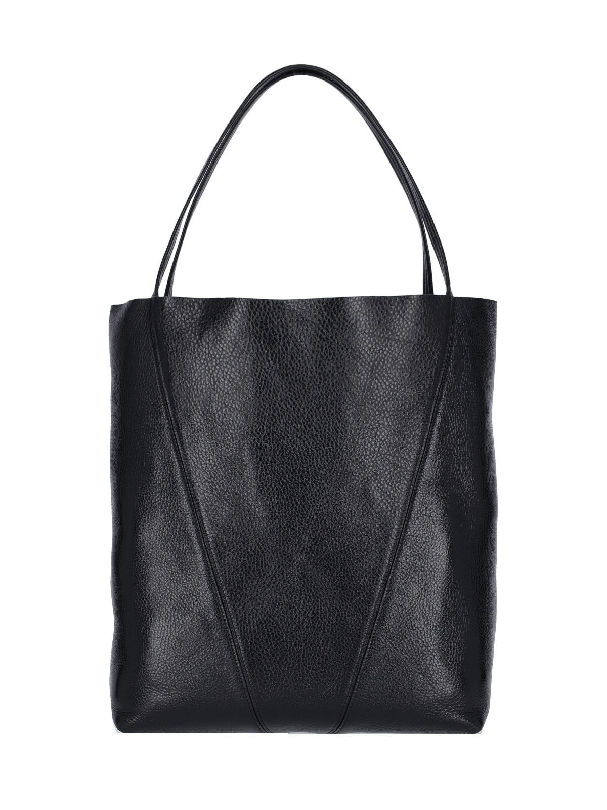 Black Spin Textured Leather Tote