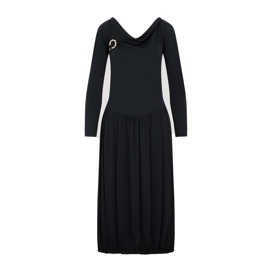Black Ls Drape Midi Dress