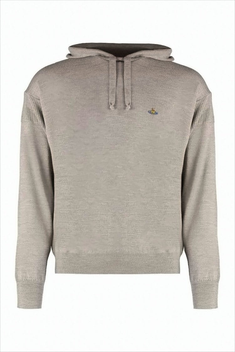 Cropped Wool Hoodie with Ribbed Cuffs