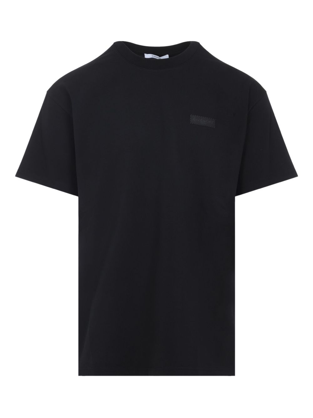Patch Detail Cotton T-Shirt With Round Neckline