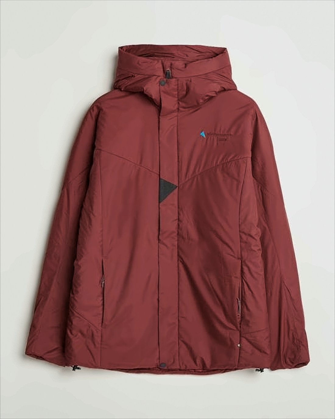 Quilted Burgundy Down Jacket With Concealed Placket And Hood