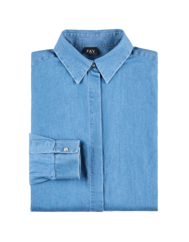 Denim Shirt with French Collar