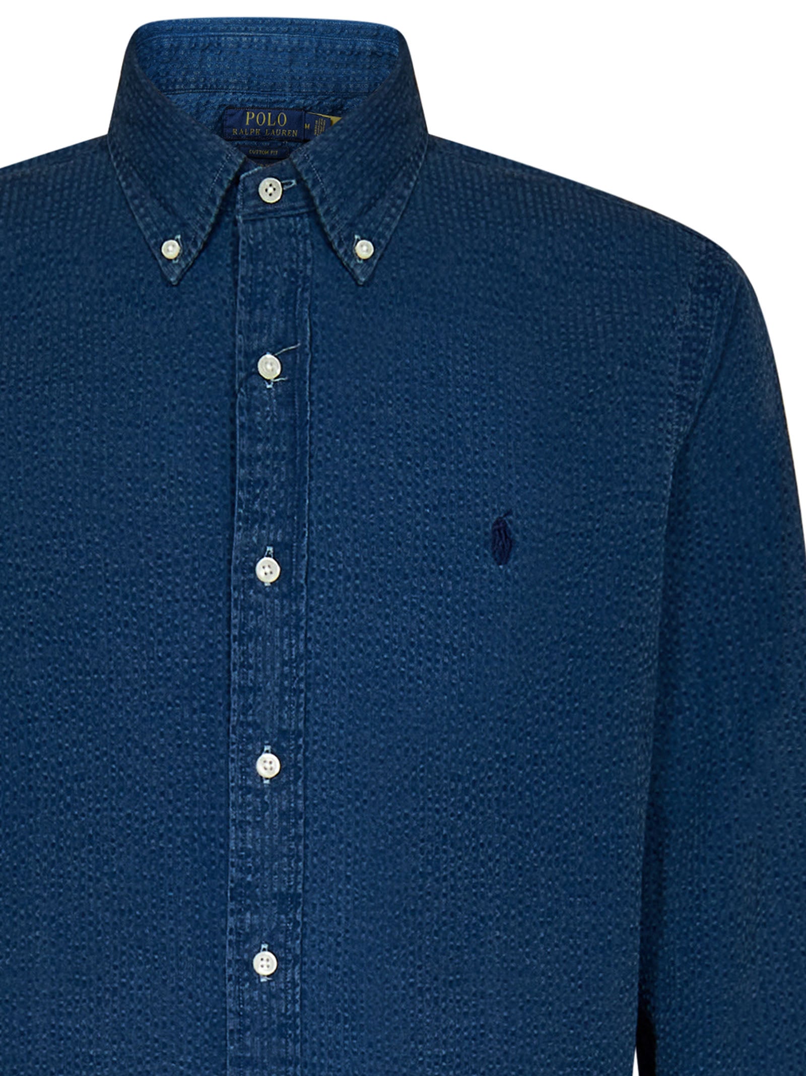 Indigo Striped Seersucker Cotton Custom-Fit Shirt