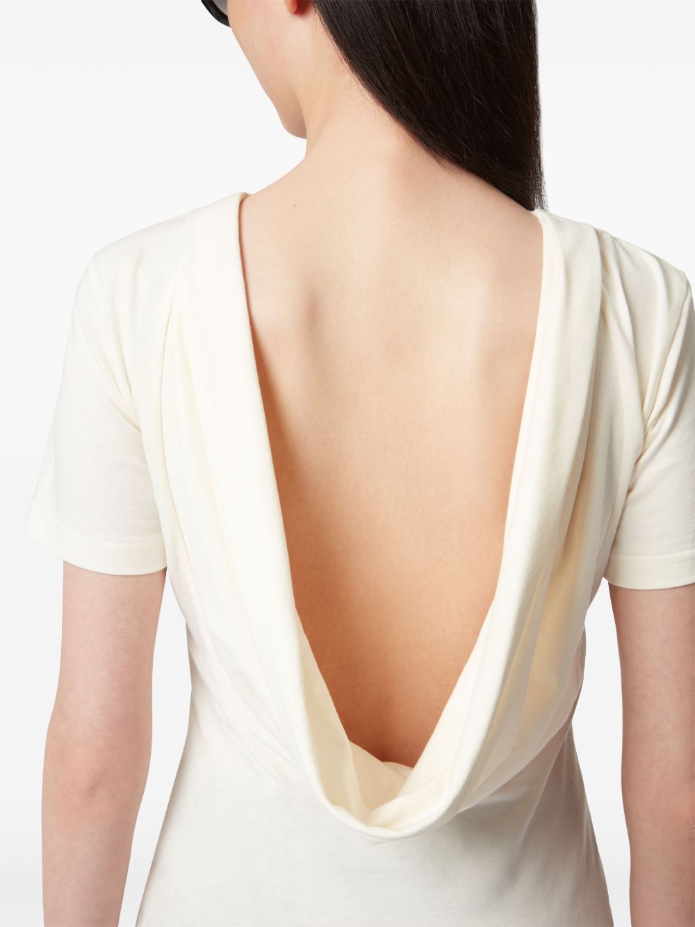 V-Back Draped Short-Sleeved Top