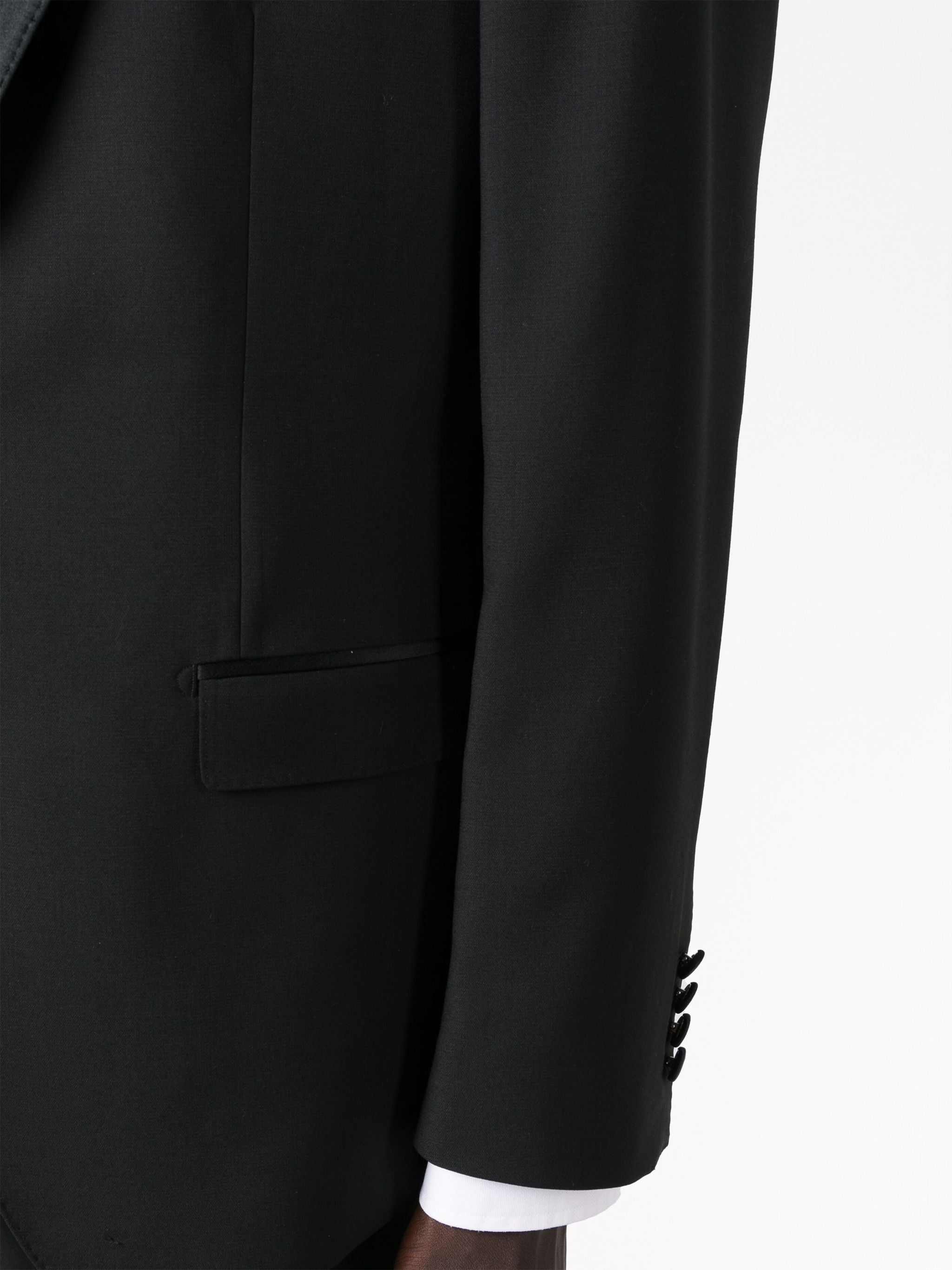 Three-Piece Wool Silk Satin Tuxedo Suit