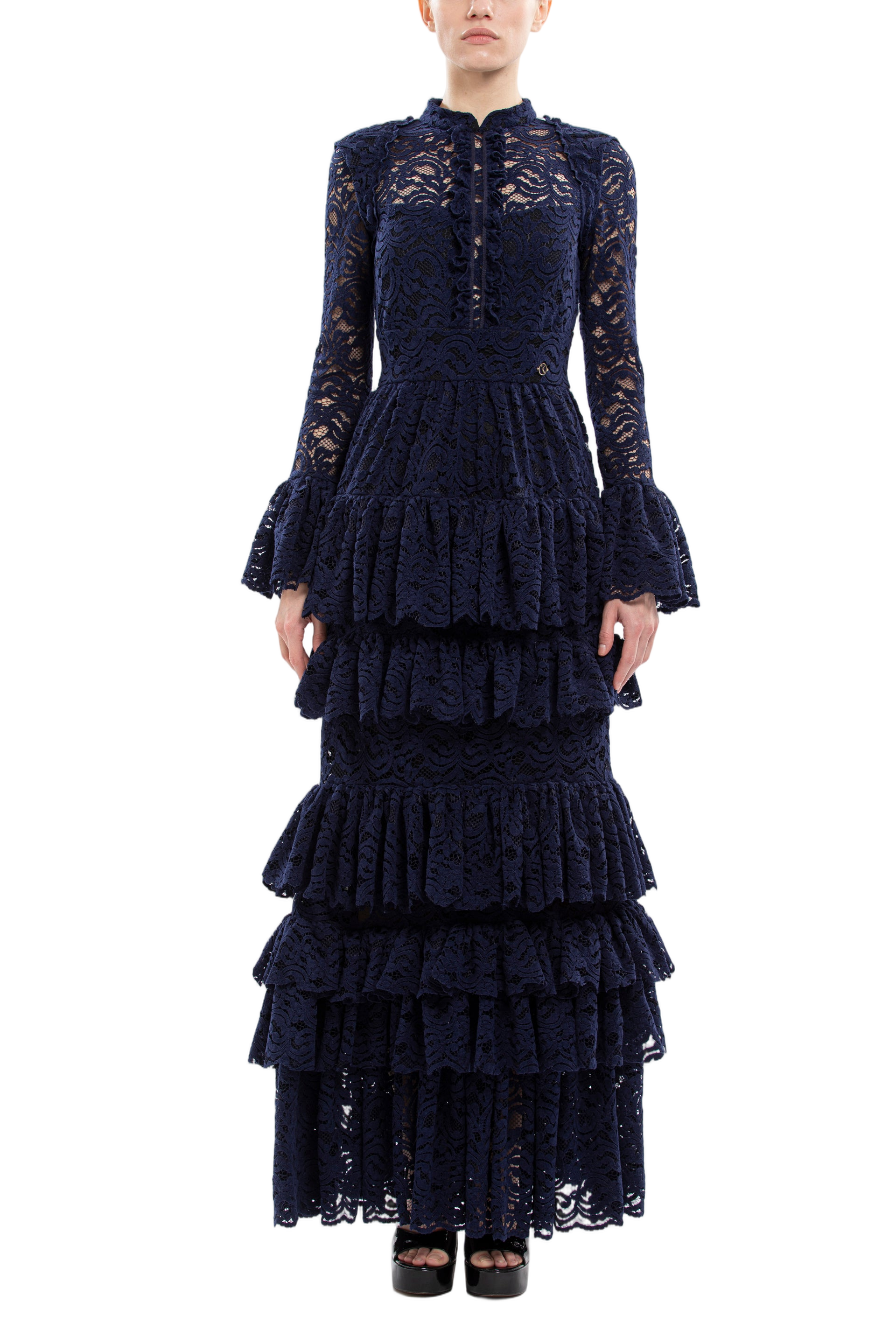 Ruffled Lace Long Dress