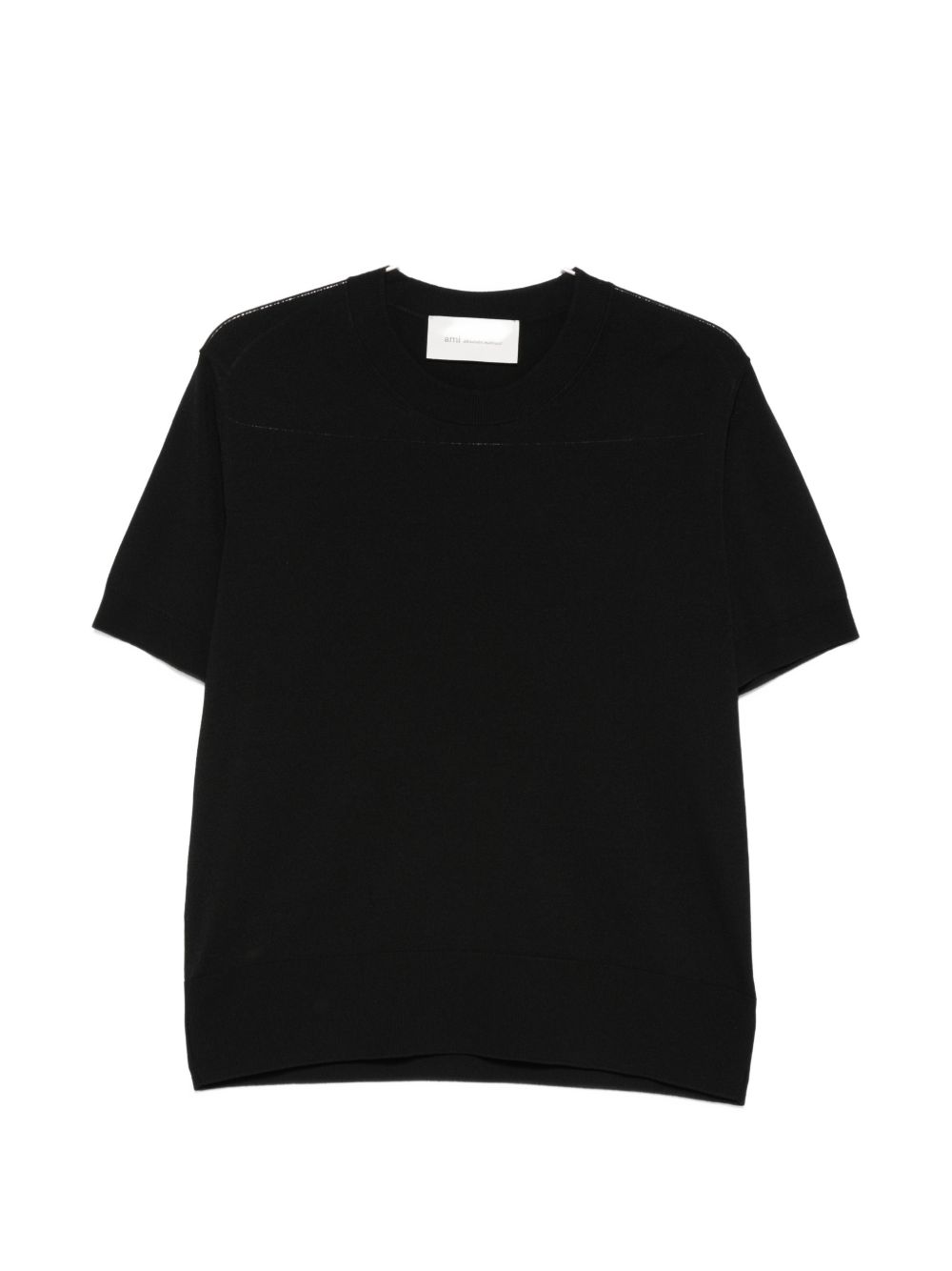 Black Knitted Crew Neck Short Sleeve T-Shirt