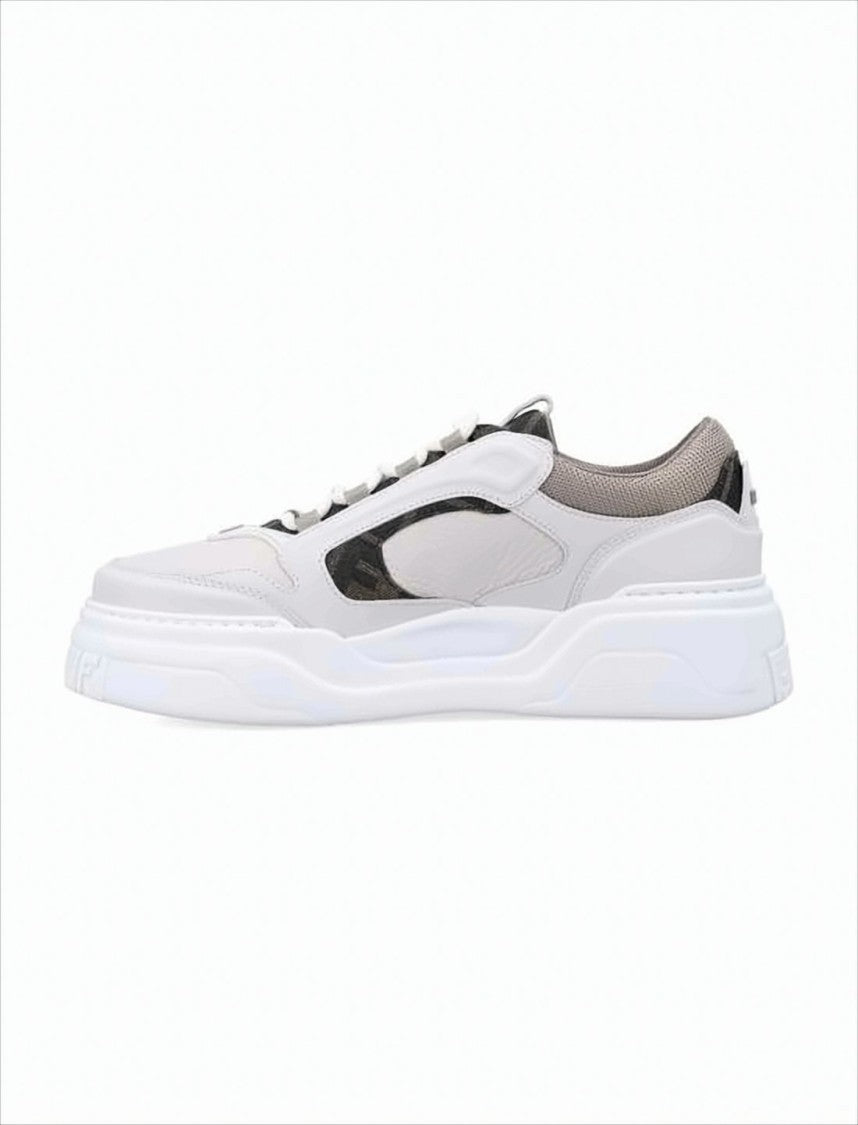 Panelled White Sneakers with Sole