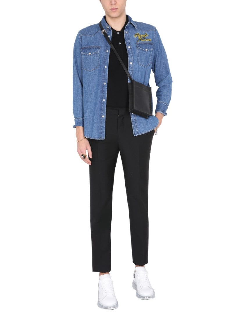 Pointed Collar Denim Shirt