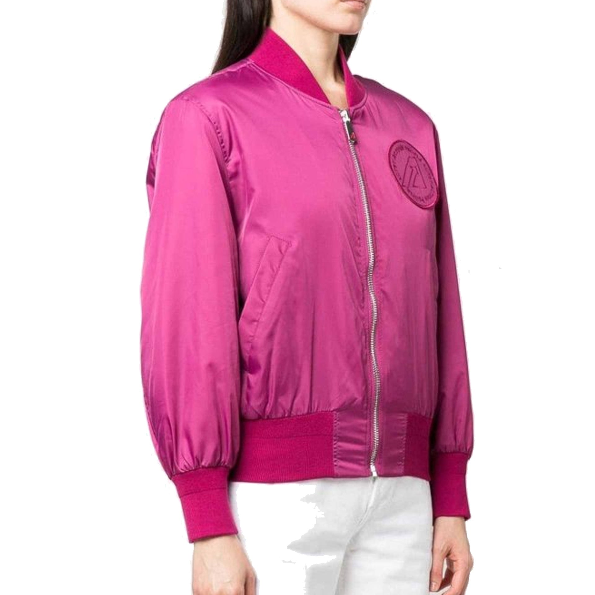 Padded Bomber Jacket With Ribbed Trims And Embroidered Logo