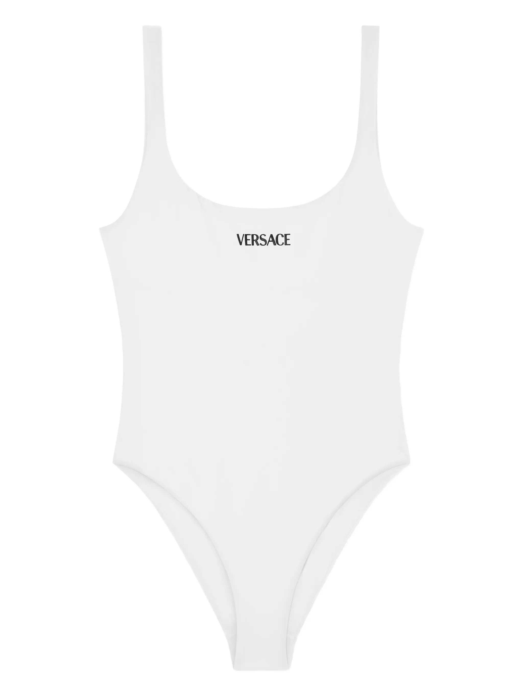 Black Minimalist One-Piece Scoop-Back Swimsuit