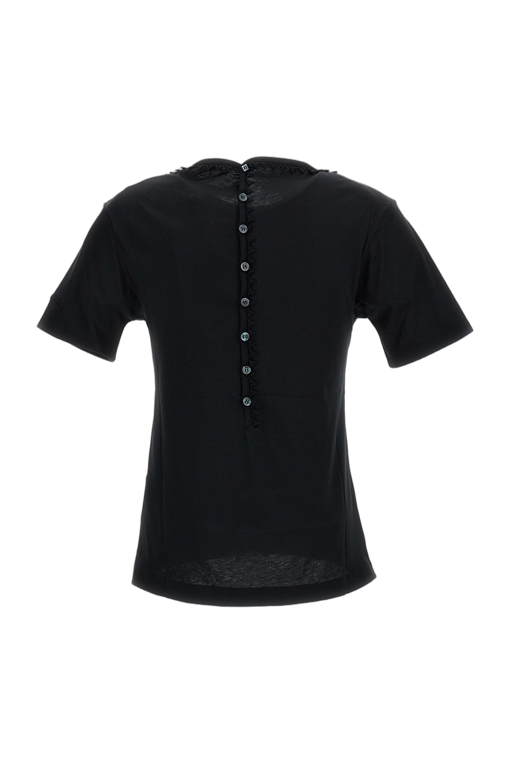 Short-Sleeved T-Shirt with Passementerie Trim and Embroidered Logo