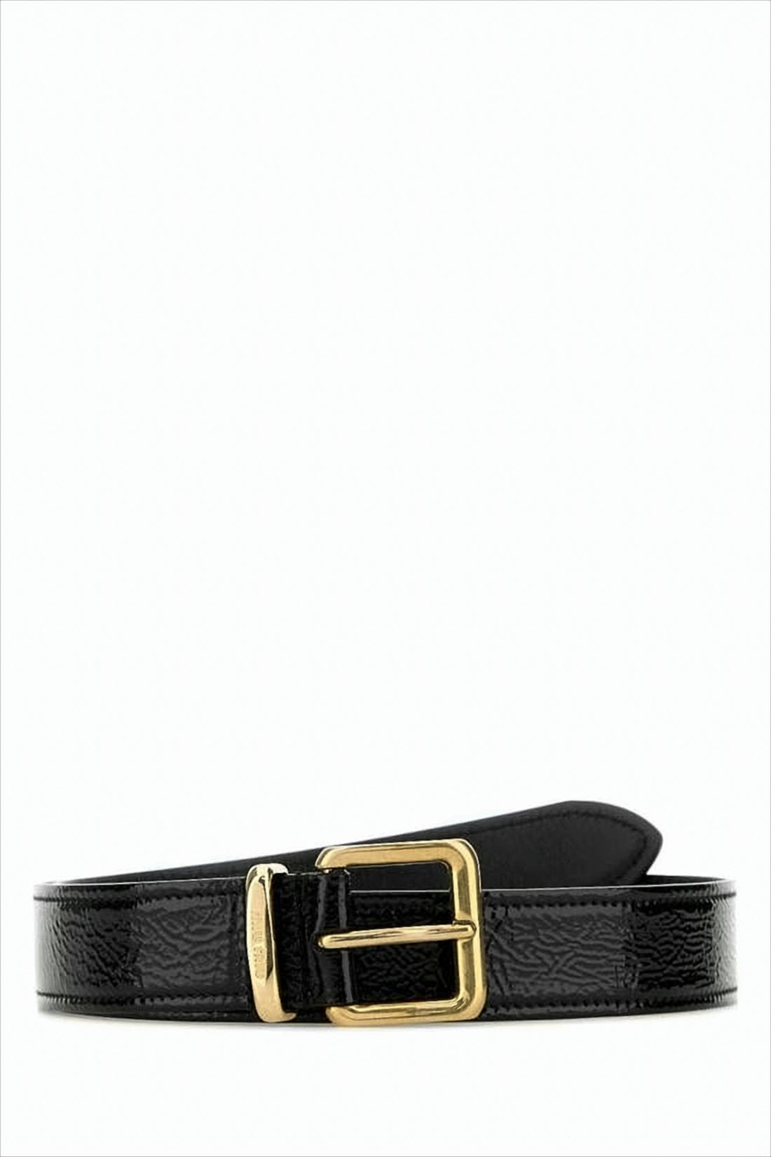 Textured Leather Belt with Polished Gold-Tone Buckle