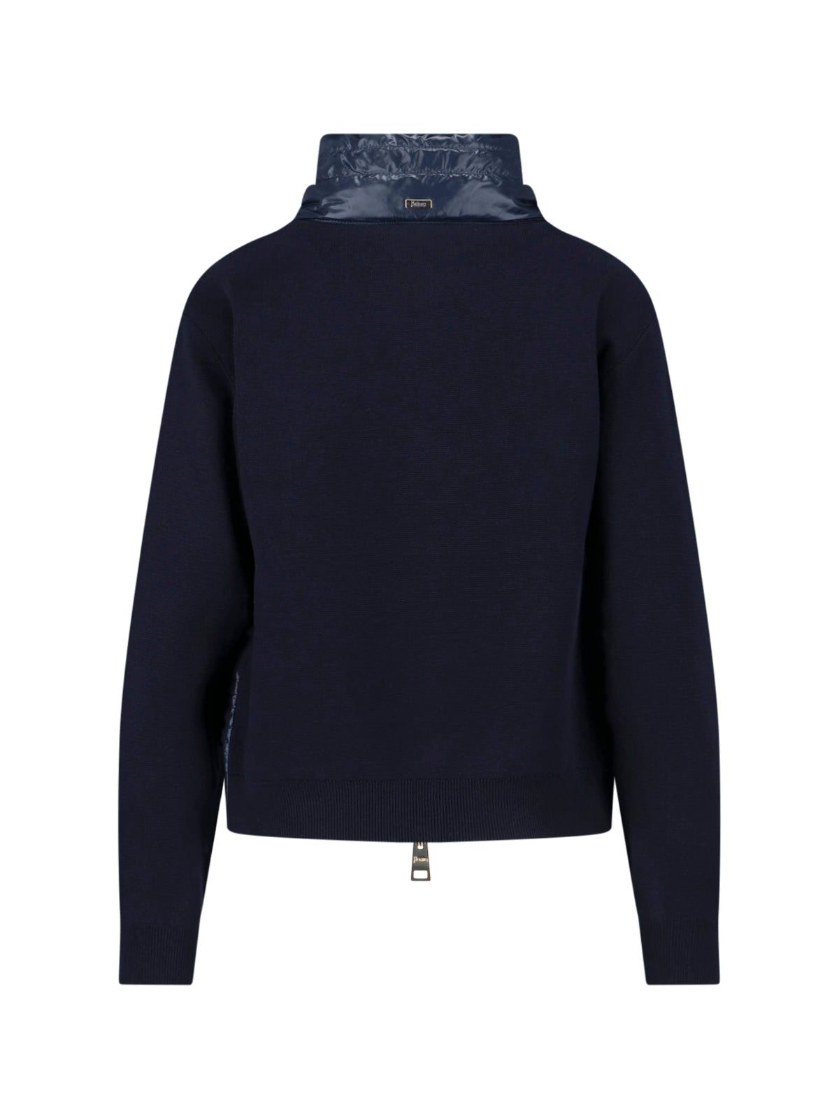 Navy Padded Knit and Nylon Jacket