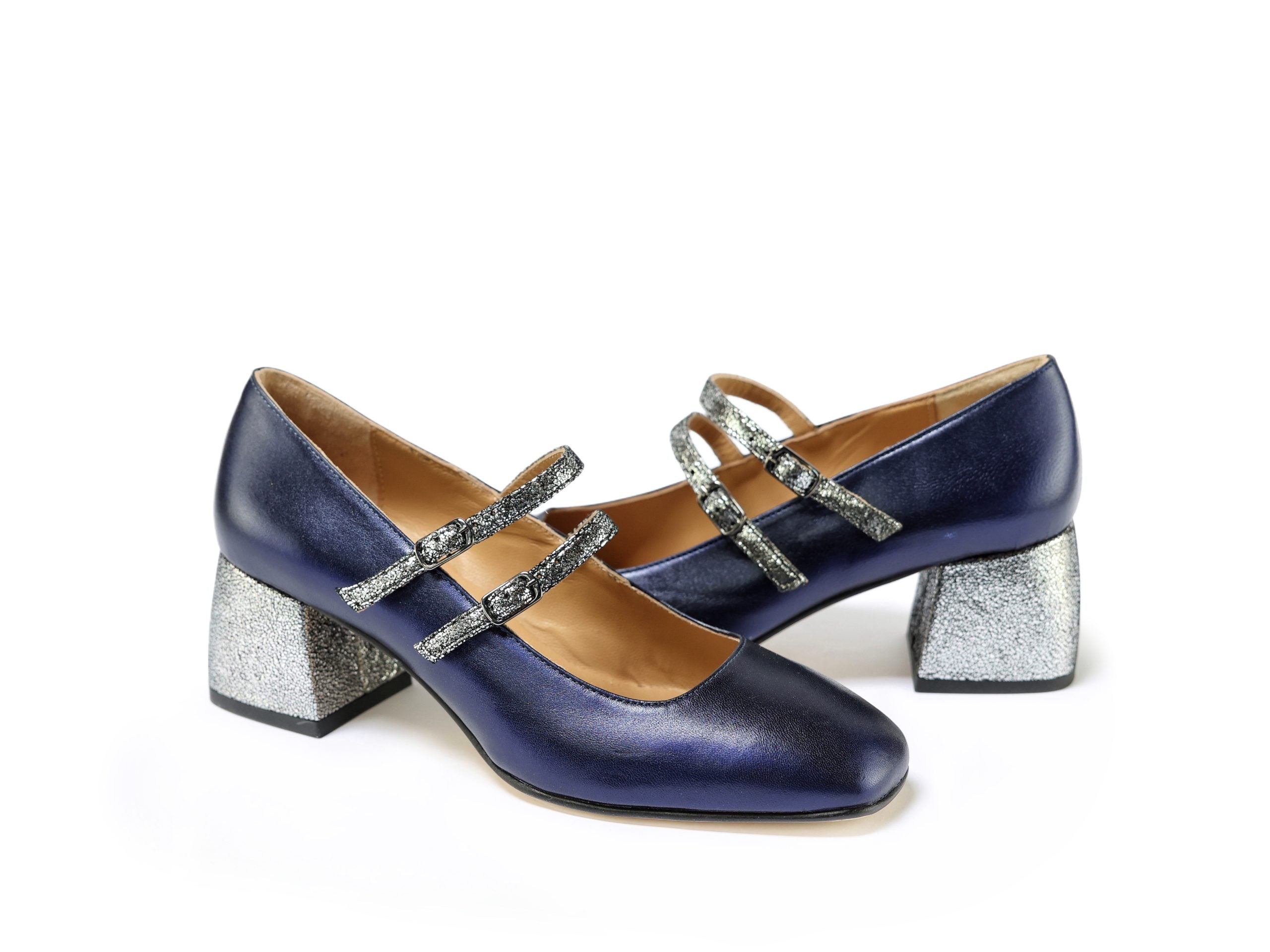 Décolleté Gita Blu Pumps with Shiny Laminate