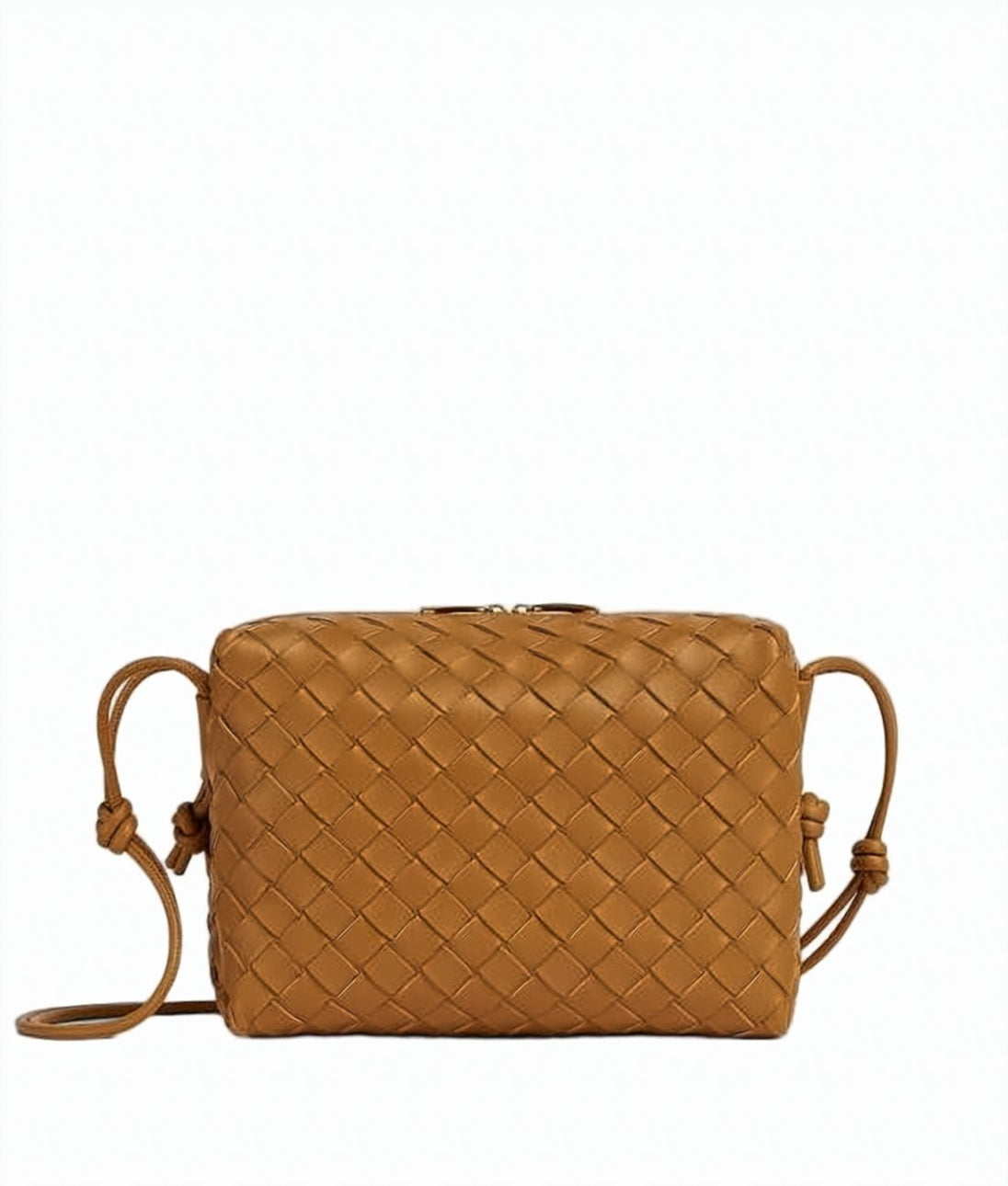 Rectangular Woven Crossbody Bag in Lambskin Leather