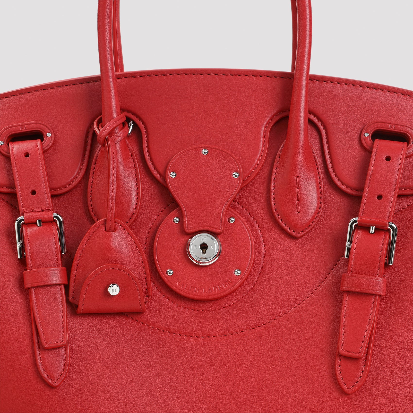 Structured Red Leather Shoulder Bag
